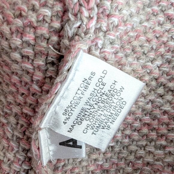 Ann Taylor Loft Pink and Silver Knit Cotton Blend Crop Sweater Jacket - Picture 11 of 13